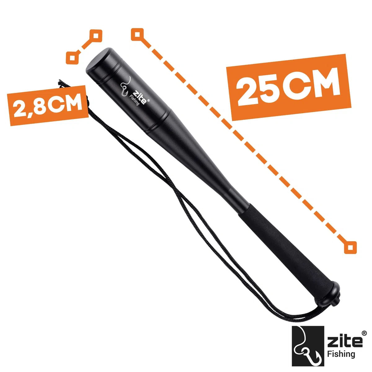 zite Fishing Robusto Uccisore di Pesci in Alluminio 25 cm - Manico Antiscivolo - Pratico con Moschettone Magnetico