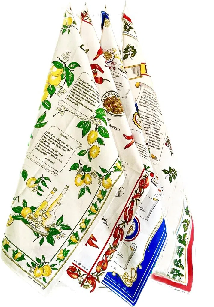 BLU RITMO Canovacci Cucina Cotone Italia 55x85 cm - Sapori - 4 pezzi | Set strofinacci cucina cotone, Made in italy, Asciughini, Canovaccio, Idea regalo, Panno multiuso, Panni cucina