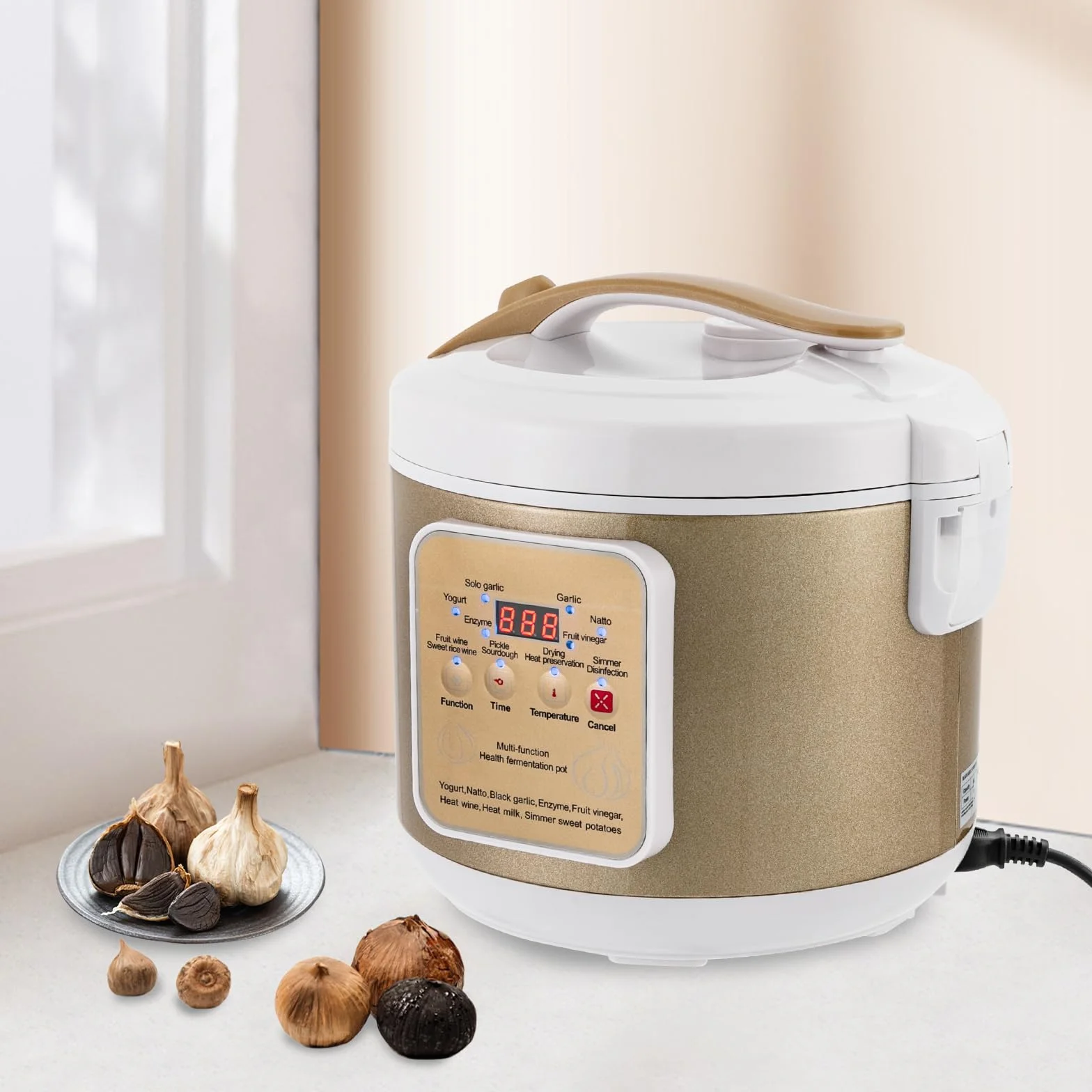Macchina per yogurt da 6 l, completamente automatica, intelligente fermentatore di aglio nero – Macchina di fermentazione multifunzionale per Natto, vino di riso dolce, Kimchi, 90 W