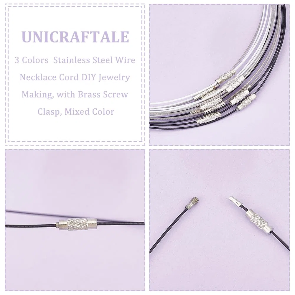 UNICRAFTALE Collana con Filo Nero Collana con Filo in Acciaio Inossidabile Collana Girocollo con Chiusura A Vite in Ottone Collana con Filo Catene Collana con Filo Corda Creazione di Gioielli