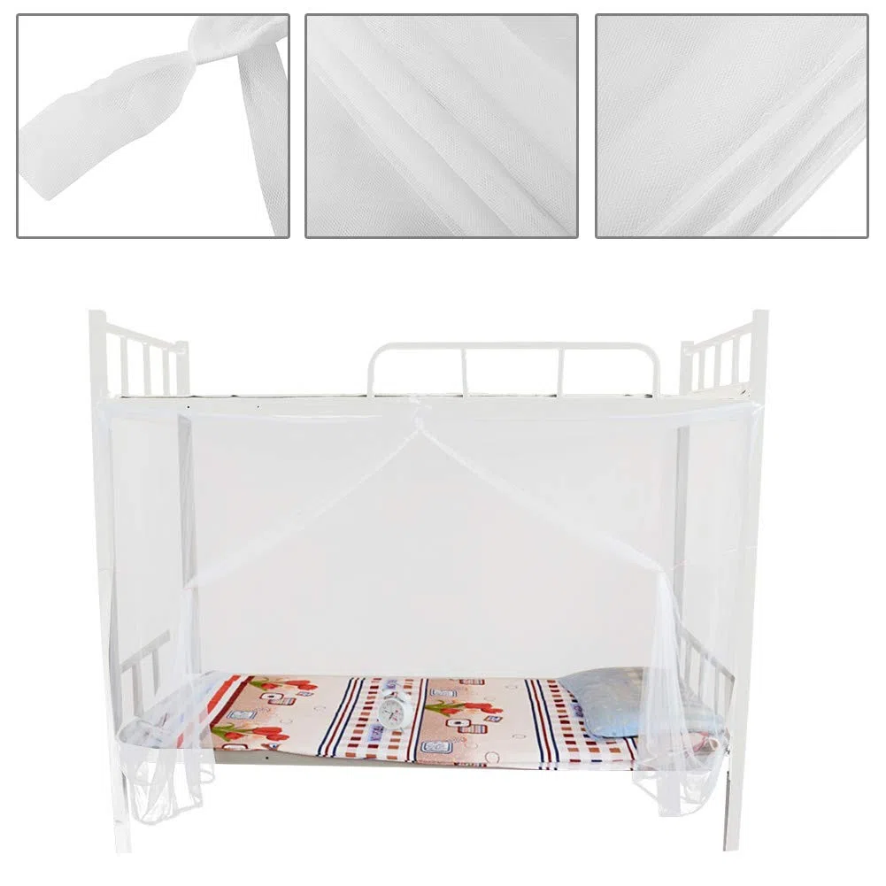 Zanzariera, Zanzariera per Letto a Baldacchino Angolare a 4 Posti Letto per Dormitorio per Studenti. Zanzariera Bianca a Doppia Rete(95x195x150cm)