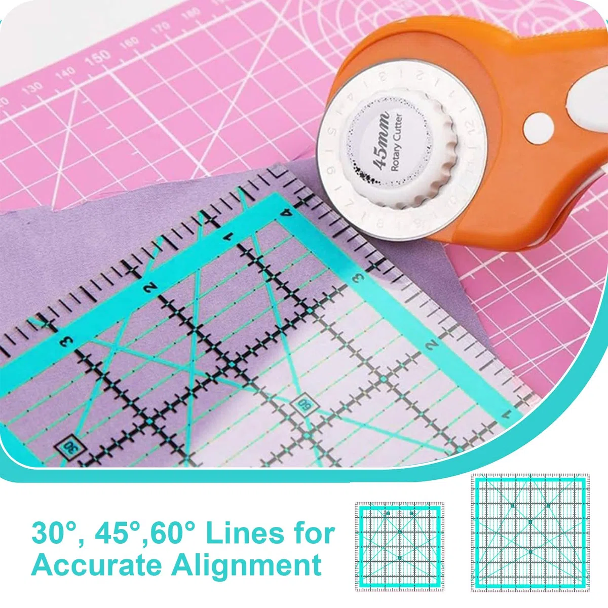 5 righelli quadrati grandi, per trapuntatura, patchwork, per cucito (6,3/8,9/15/15/15/20,3 cm)