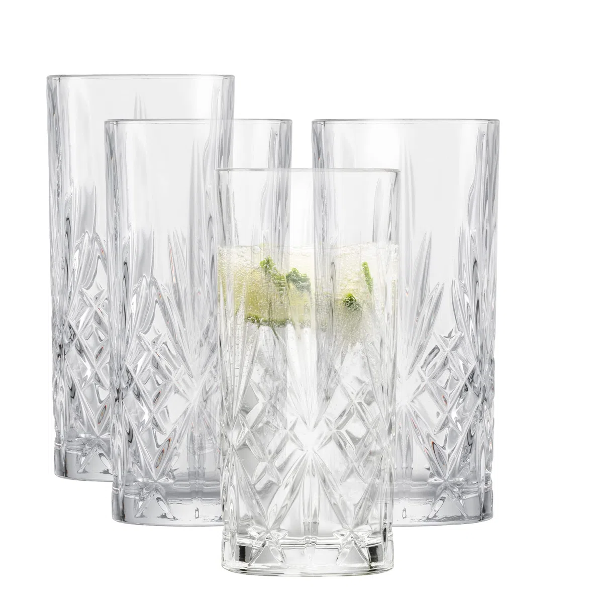SCHOTT ZWIESEL Bicchieri per long drink Show (set di 4), grazioso bicchiere per long drink con rilievo, bicchieri in cristallo lavabili in lavastoviglie (art. 121878)