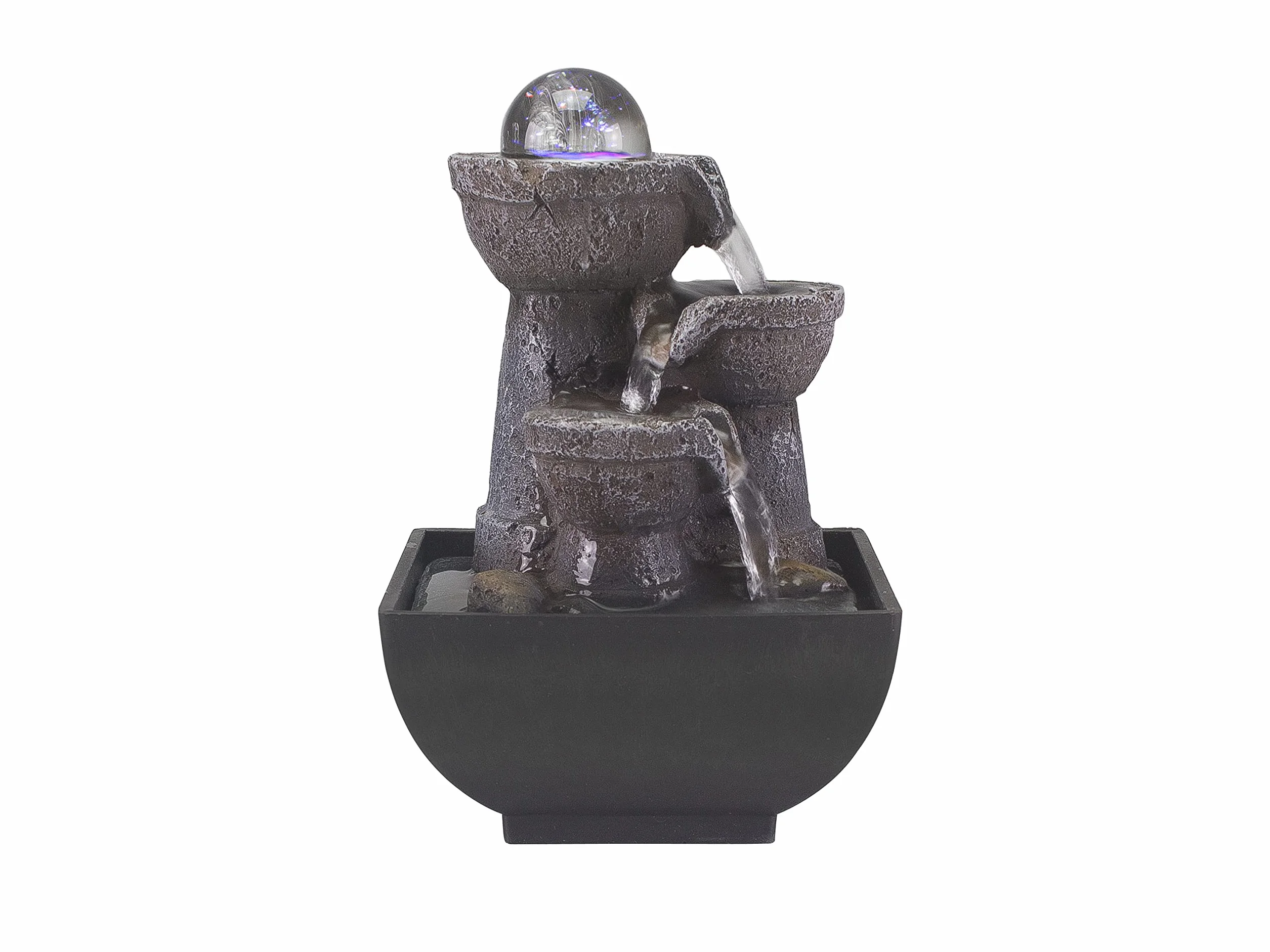 BEPER P201UTP200 Fontana Zen con Luce Led Rilassante - Fontana Zen da Interno a Cascata, Nero/Resina, Piccolo