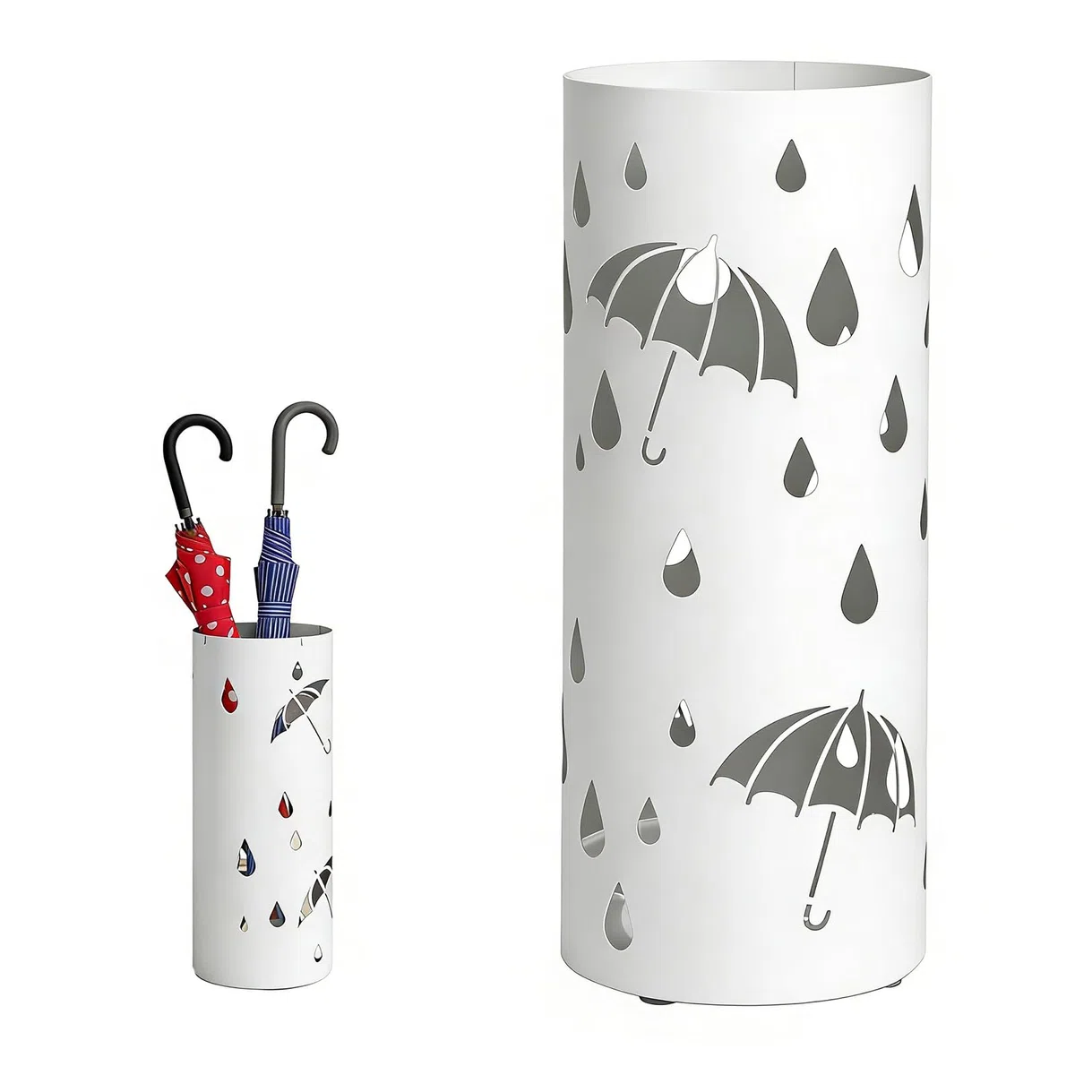 Portaombrelli Rotondo, Ø15 x 40 cm, 1 Pezzo Portaombrelli in Metallo, Porta Ombrello in Metallo All'ingresso, Supporto per Ombrelli in Piedi Cavi, per Casa, Hotel e Ufficio(Bianco)