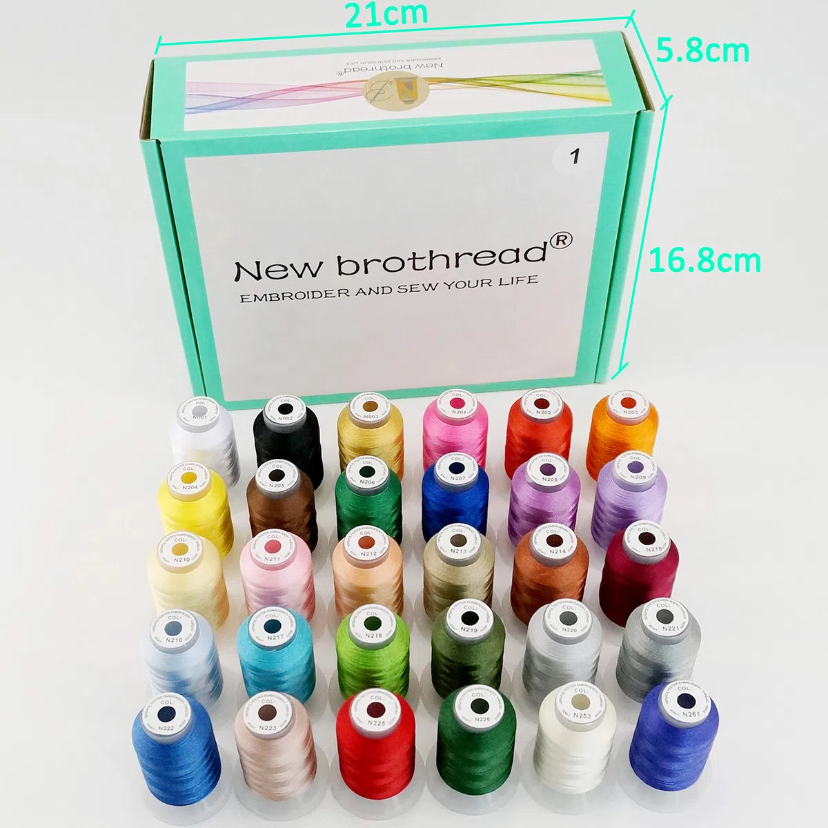 New brothread 30 Nuovi Janome Colori Poliestere Filo di Ricamo Macchina 500M - Assortimento 1
