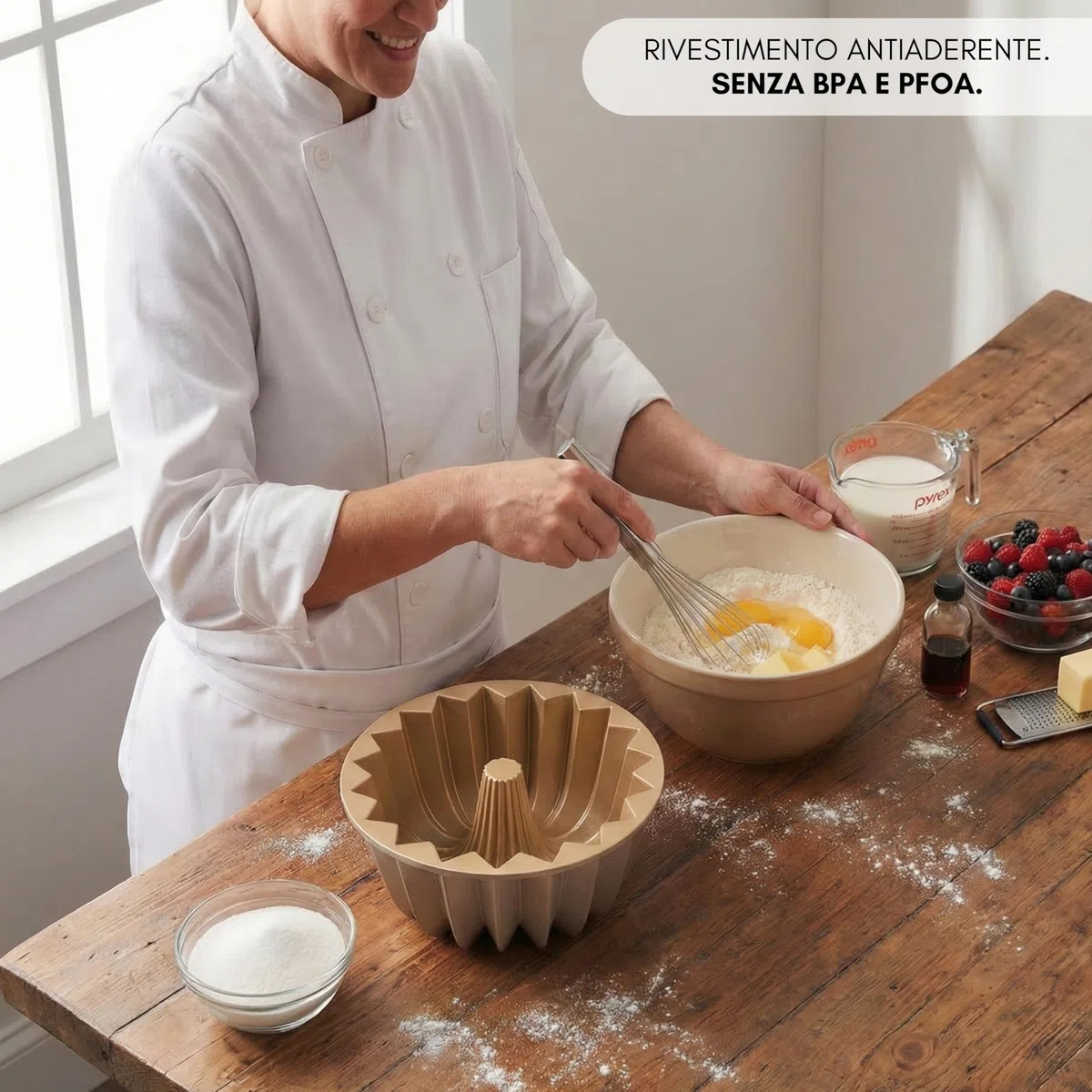 Erreke Stampo Torta Forno, Stampo Ciambella con Doppio Rivestimento Antiaderente, Alluminio Pressofuso Resistente, Savarin Cottura Uniforme, per Pasticceria, Flan, Budino, 24 cm, 2,5 litri, Gleam