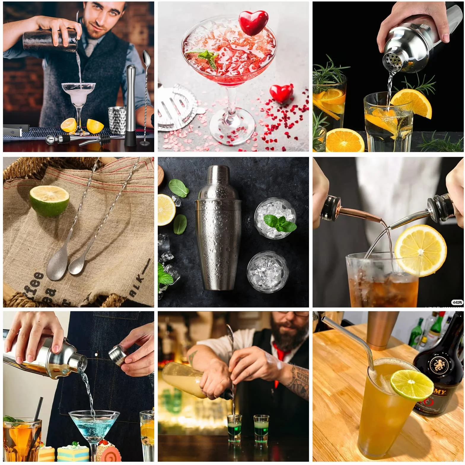 Sosayet Shaker Cocktail Set, 10 Pezzi Kit Barman in Acciaio Inox, Set Cocktail Professionale con Shaker 750 ml, Ideale per Casa, Bar e Feste, Perfetto per Appassionati di Cocktail