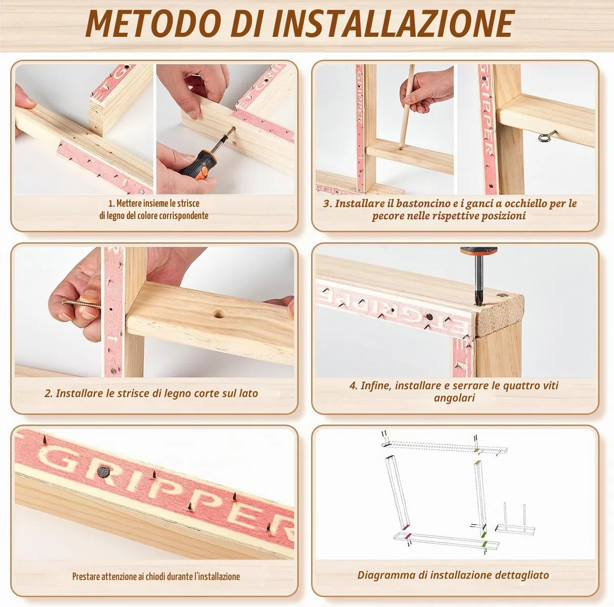 BESGEER Cornice Tappeti di Legno da 75cm x 75cm(29,5 x 29,5") Strumenti per la Realizzazione di Tappeti con Pistola Tufting