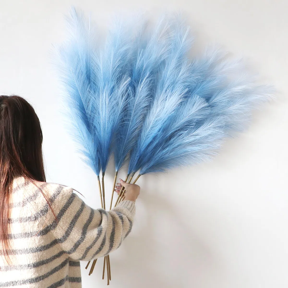 Decorazione Pampas Secca Grande 6 Pcs 113cm blu Pampas Erba Simulata Pampas Erba Pampa Artificiali Fiori per Soggiorno, Casa, Pavimento, Vaso, Decorazione Boemia