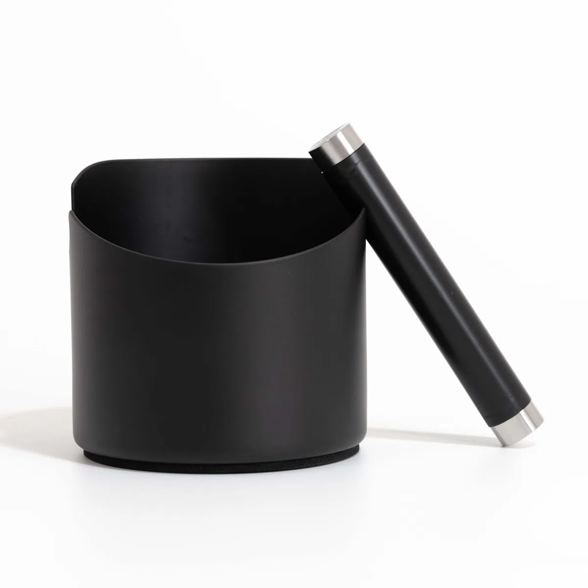 NEOUZA Knock Box - Pattumiera per macchina da caffè espresso, accessorio da barista, assorbe gli urti, con barra in metallo rimovibile (nero, M)