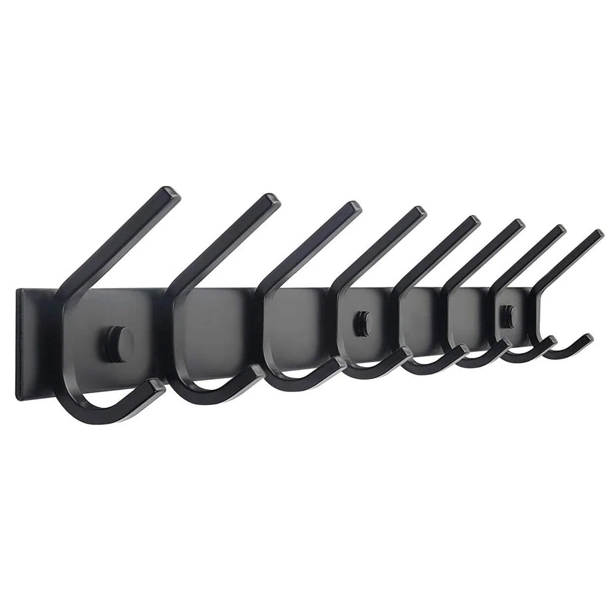 TOJ Appendiabiti da parete con 16 ganci - Appendiabiti da parete - Cornice appendiabiti in acciaio inox - 62 cm - Nero opaco