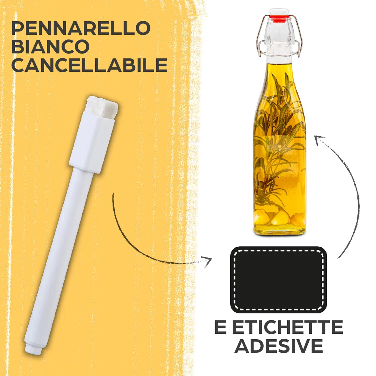 Praknu 6 Bottiglie Vetro 500ml con Tappo Ermetico - 6 Etichette e Penna - 6 Guarnizioni Extra - per Liquore, Olio, Birra & Vino
