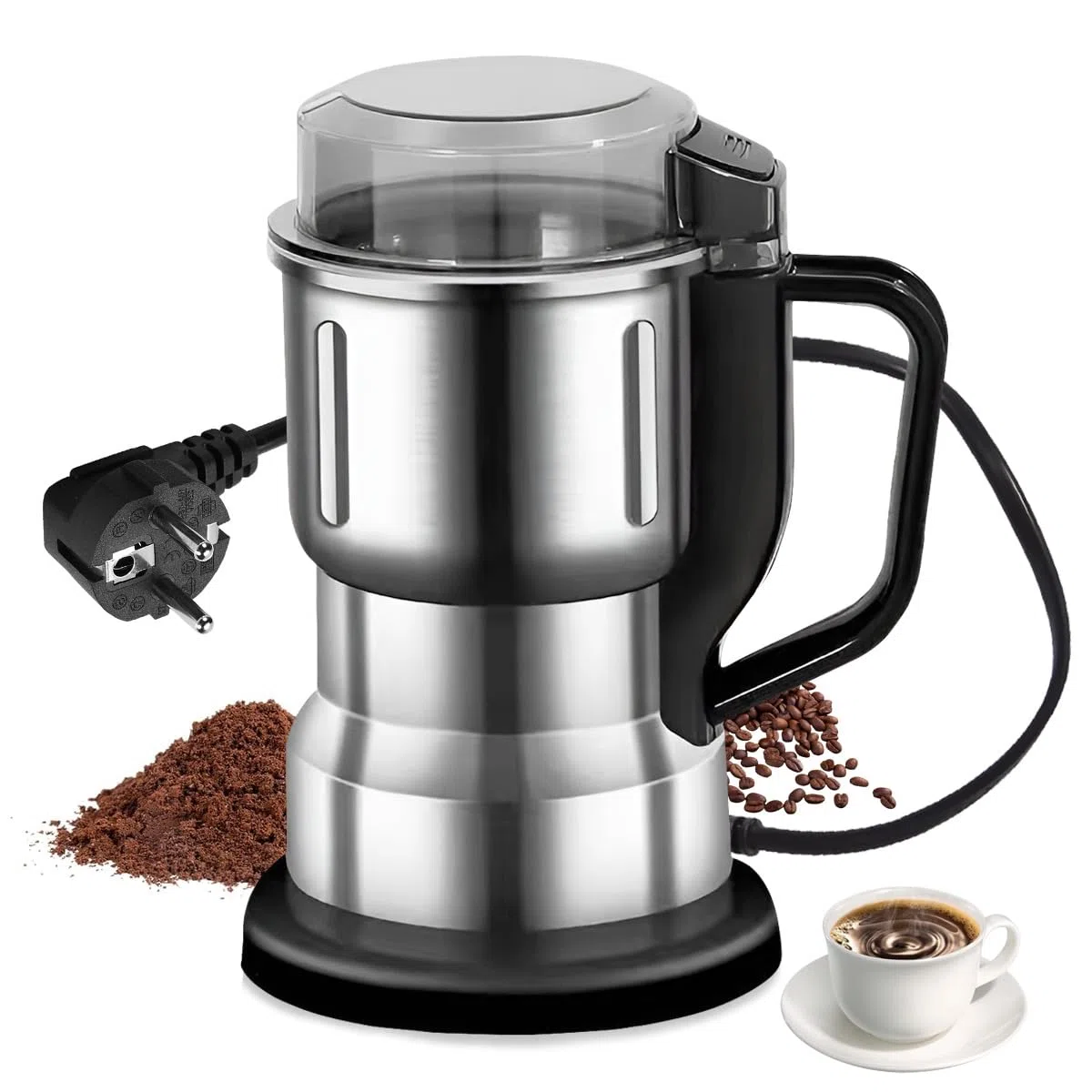 Macinacaffè Elettrico LULUWA, 200W Coffee Grinder, 500ml Macina Chicchi di Caffè in Acciaio Inossidabile per Macinare Caffè Spezie Noci Pepe e Zucchero