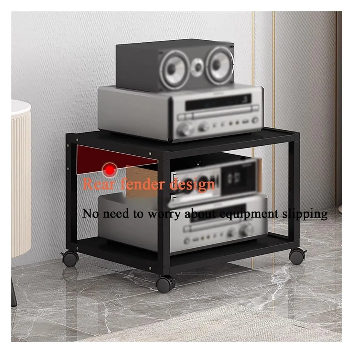 Generico mobile stereo hi fi rack hifi Mobiletto Stereo A 7 Livelli Con Ruote, Console Centrale, Ripiani Aperti For Dispositivi Multimediali, Supporto Audio Video For Ricevitori, Lettori DVD(Red)