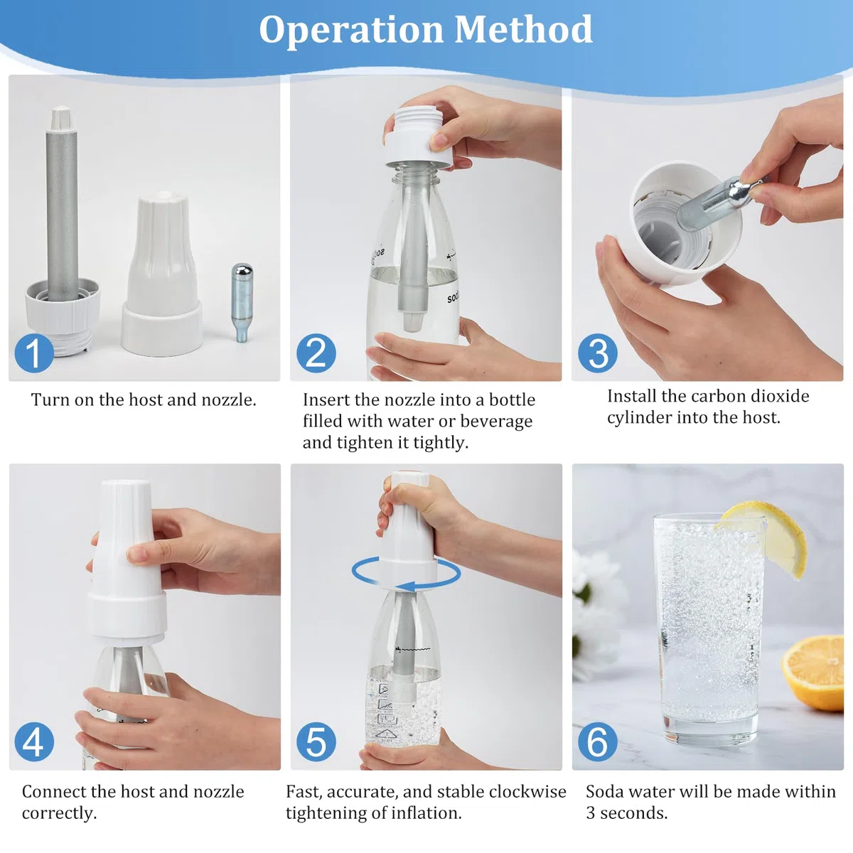 Soda Maker, Sifone per Soda 1L, Soda Siphon Bottle Portatile, Macchina per Bevande Gassate Riutilizzabile, Produttore di Bevande Analcoliche in PET per Succhi di Frutta Fatti in Casa, Mojito, Cocktail