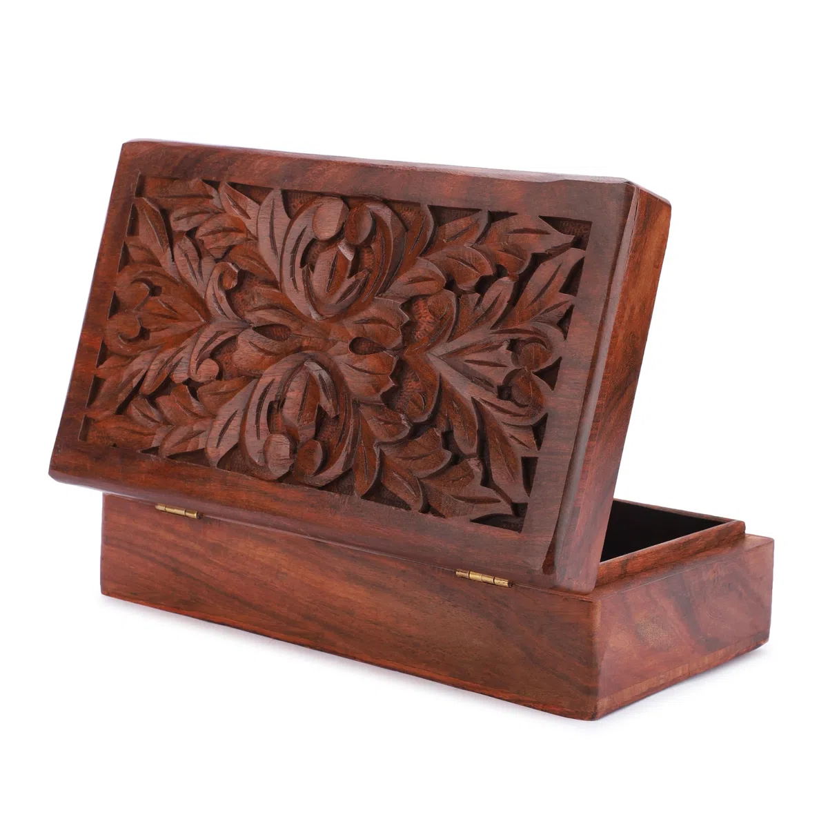 Ajuny Scatola Portagioie in Legno Intagliata a mano Multiuso Decorativa Stile Vintage Portaoggetti Organizer per Orecchini Collane Ottimo Regalo