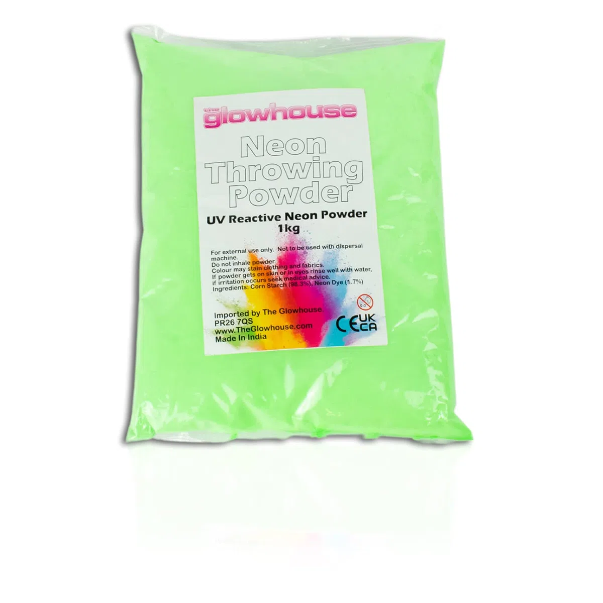 The Glowhouse - Polvere UV neon Holi da 1 kg, colore: Verde