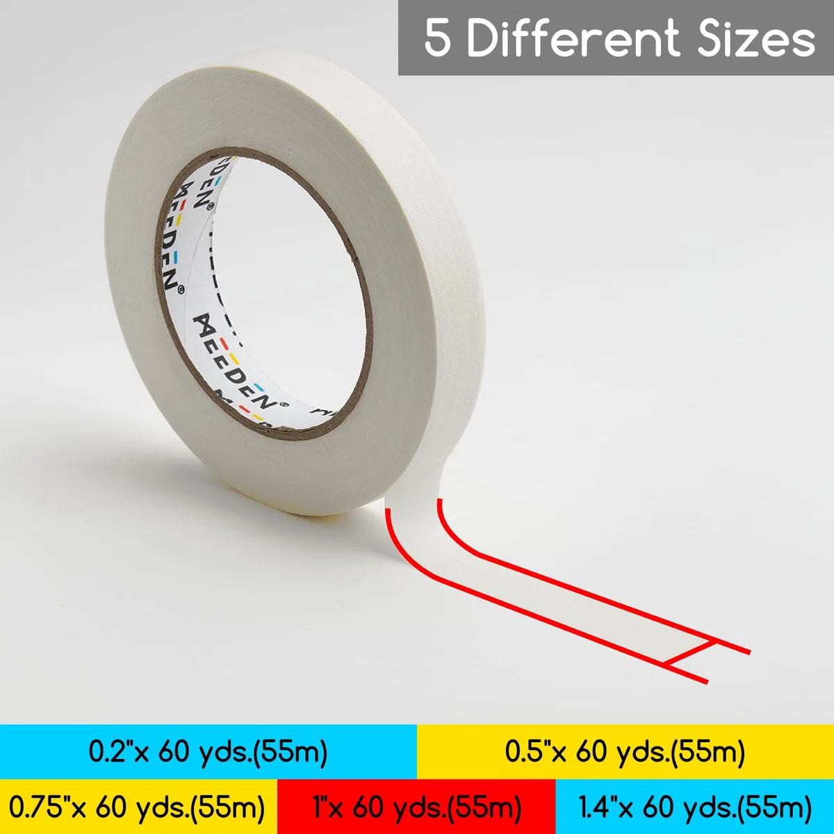 MEEDEN 5 confezioni di nastro adesivo bianco per artisti, nastro per mascheratura multidimensionale, nastro da pittore senza acidi per pittura, disegno e cornici