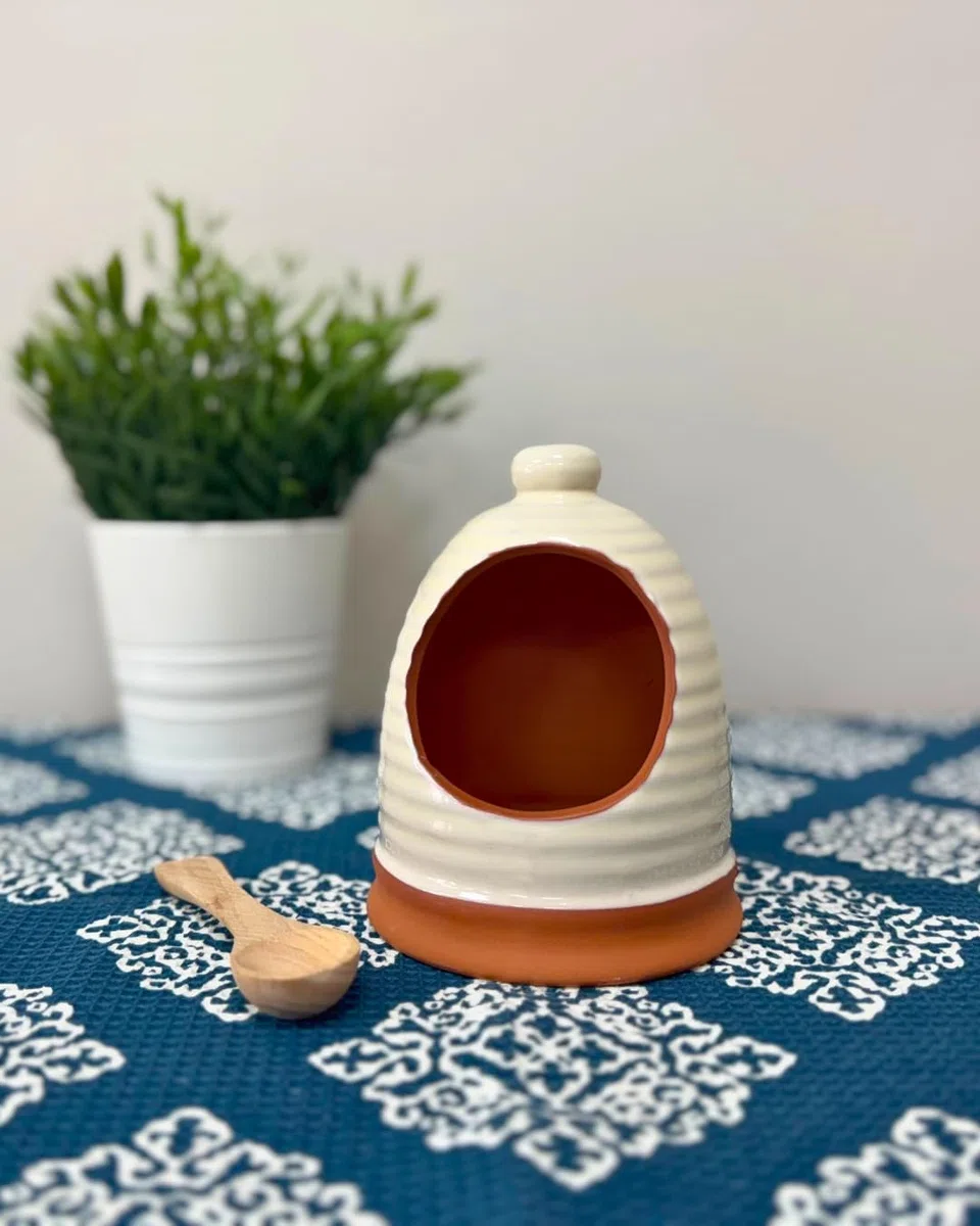 Dexam Porto - Saliera in terracotta a coste, cucchiaio non incluso