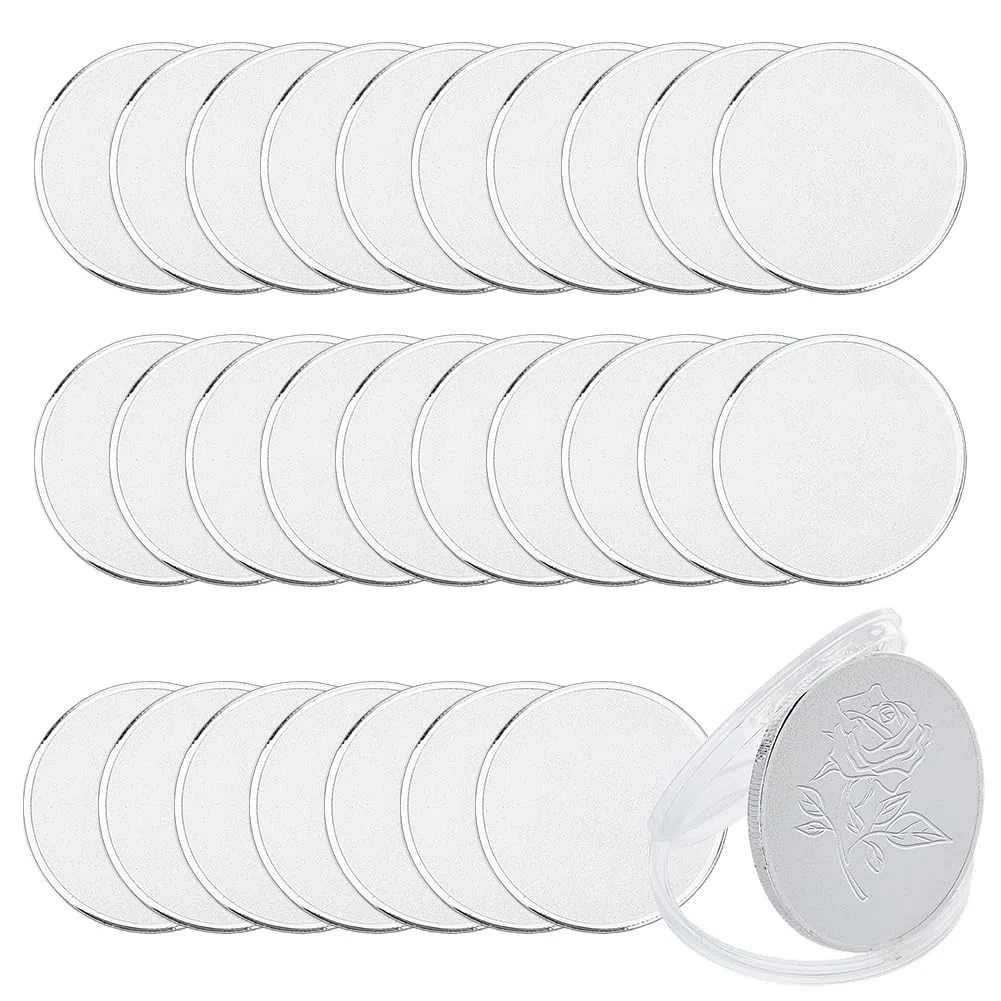 DICOSMETIC 30 monete vuote 40 mm argento incisione laser monete piatte rotonde in ferro goffrato con scatola di protezione bordi filettati monete metalliche per fai da te per la creazione di gioielli