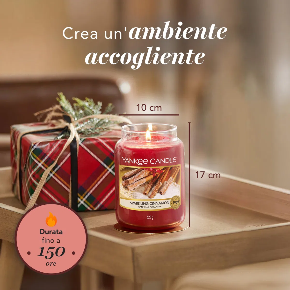 Yankee Candle Candela profumata in giara grande | Cannella Vivace | Durata Fino a 150 Ore
