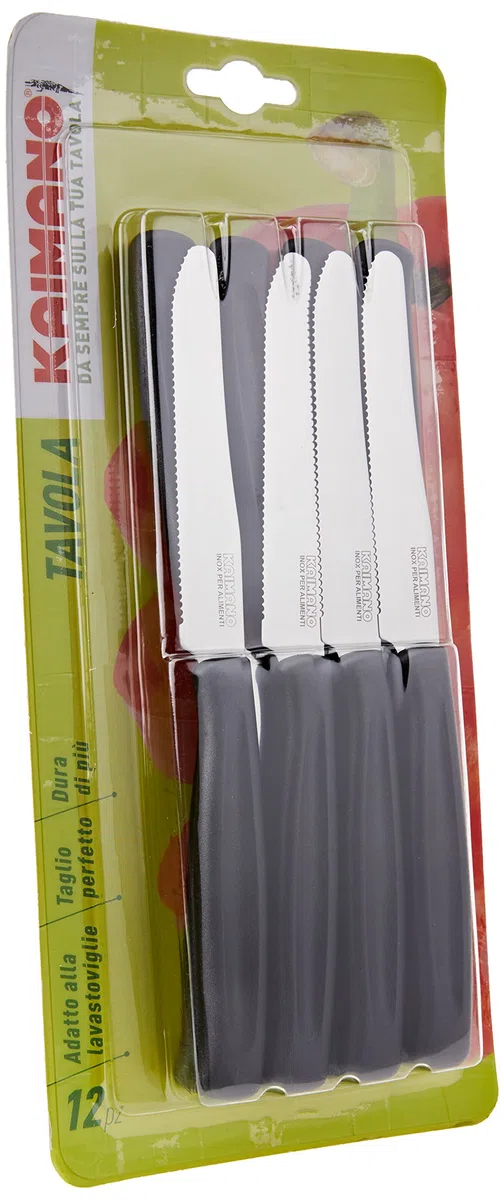 Kaimano KDN041512N Dinamik Coltelli da Tavola, Acciaio Inossidabile, Nero, 12 unità
