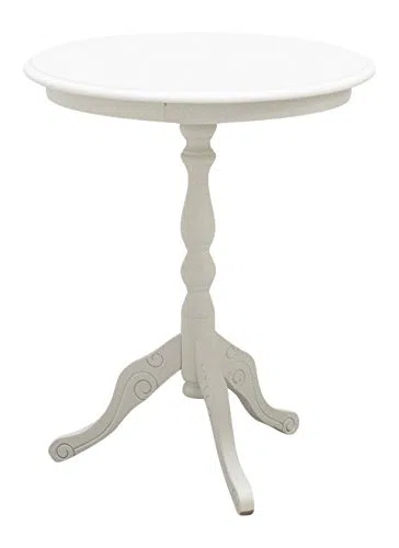 190014 Tavolino Rotondo, Faggio, Bianco, 50 X 60 cm