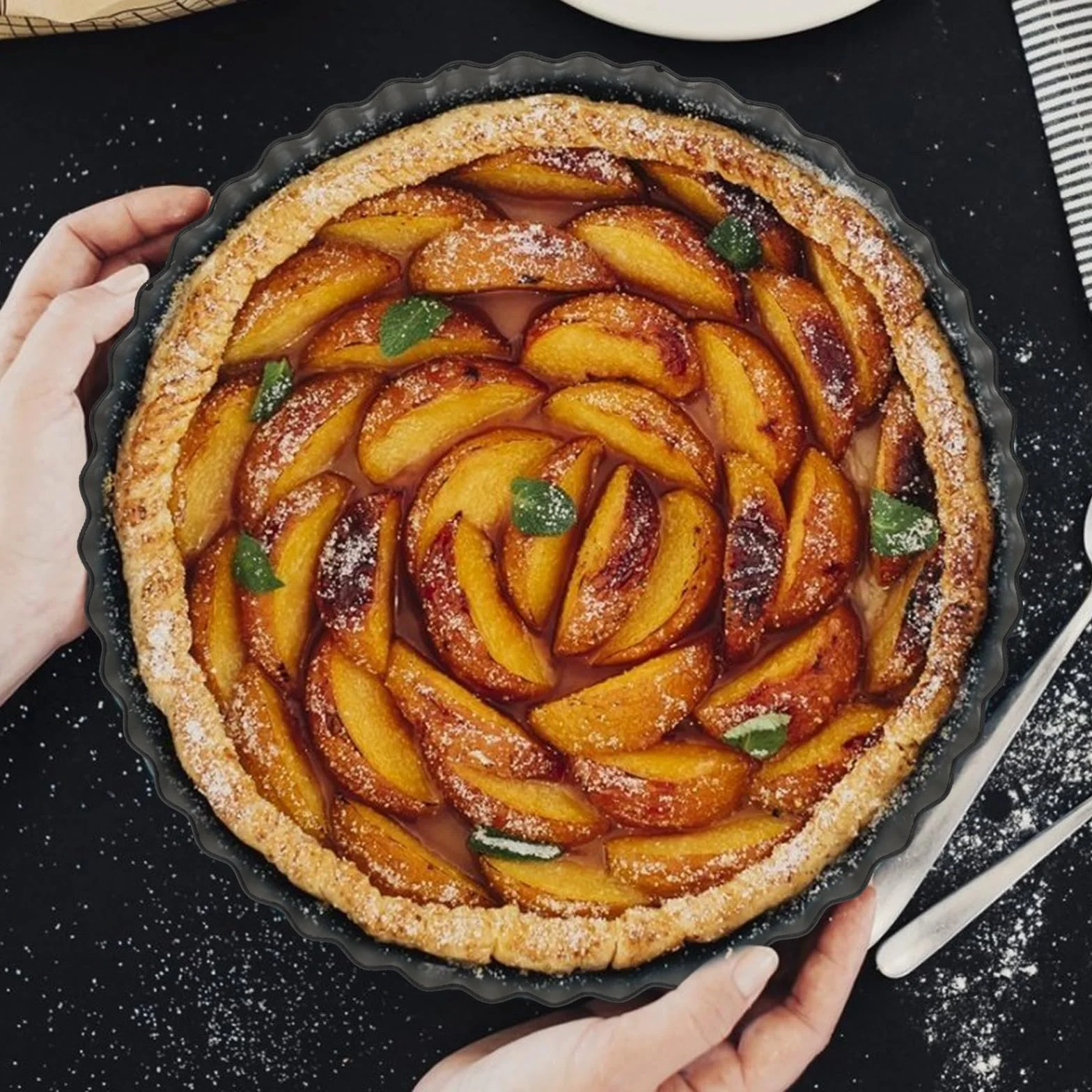 3 stampi per torte con fondo sollevatore, rivestimento antiaderente per quiche, 22/26/30 cm, in acciaio al carbonio per torte e torte