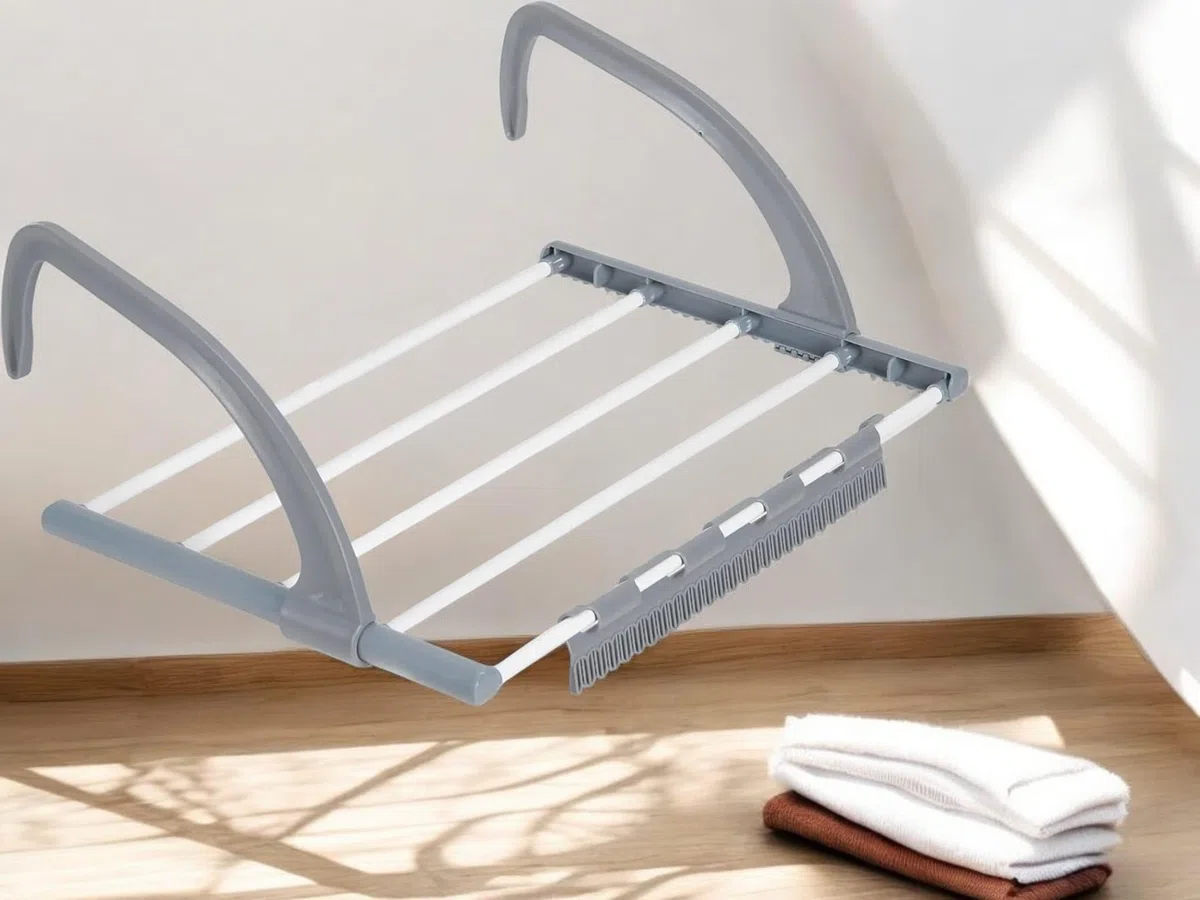 topolenashop Stendibiancheria da Balcone Bracci regolabili Facile da aprire 50x32cm Stendino esterno Appendi Biancheria da Balcone,con clip per calzini Colore Casuale (Grigio/Nero) 2406980