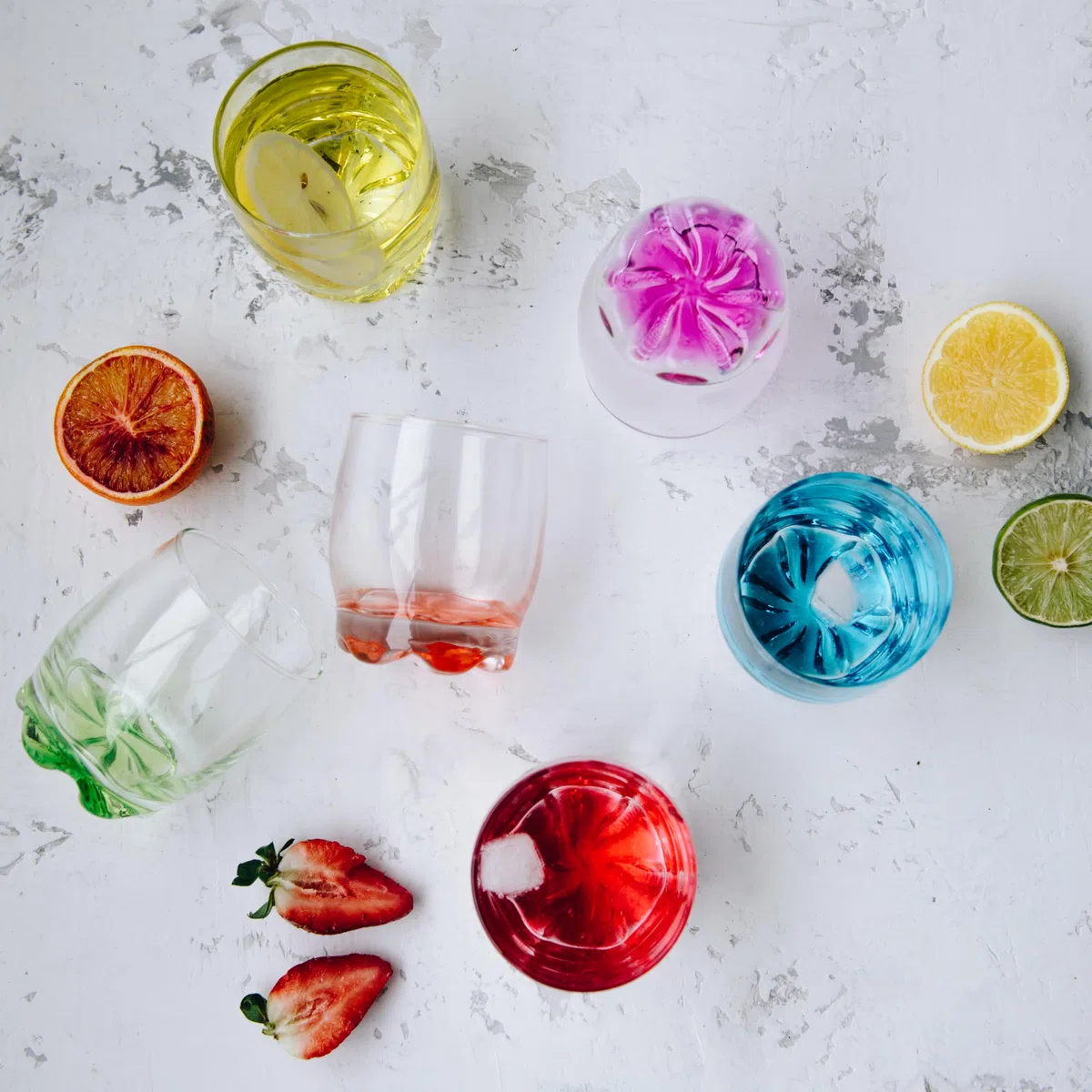 Glasmark KROSNO, set da 6 bicchieri con fondo colorato, bicchieri da long drink, bicchieri da acqua, bicchieri da succo, perfetti per casa, ristoranti e feste