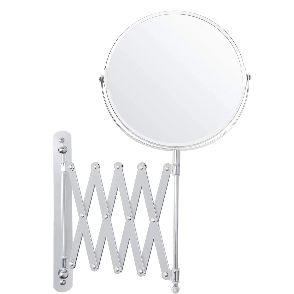 Belle Vous Specchio ingrandente da parete estensibile e girevole a 360°, ingrandimento x 3-17,5 x 18,5 cm, specchio da parete per bagno a doppia faccia, in acciaio inossidabile, per trucco e rasatura