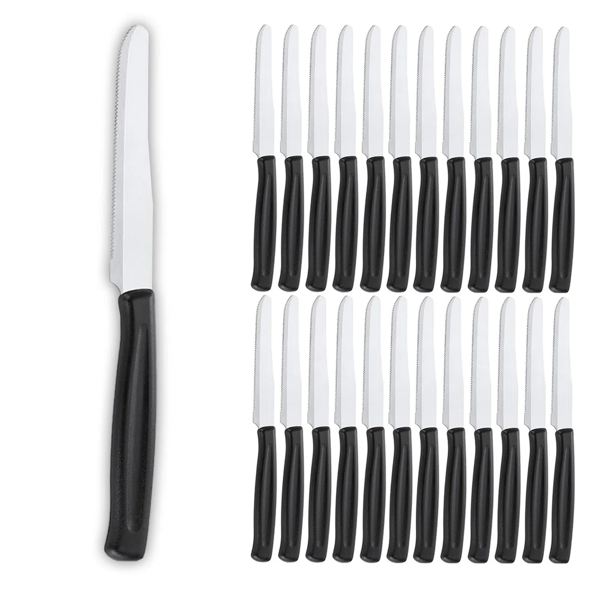 24 coltelli da cucina Nero coltello da tavola lama seghettata acciaio inox coltelli da bistecca pane sempre utili in cucina