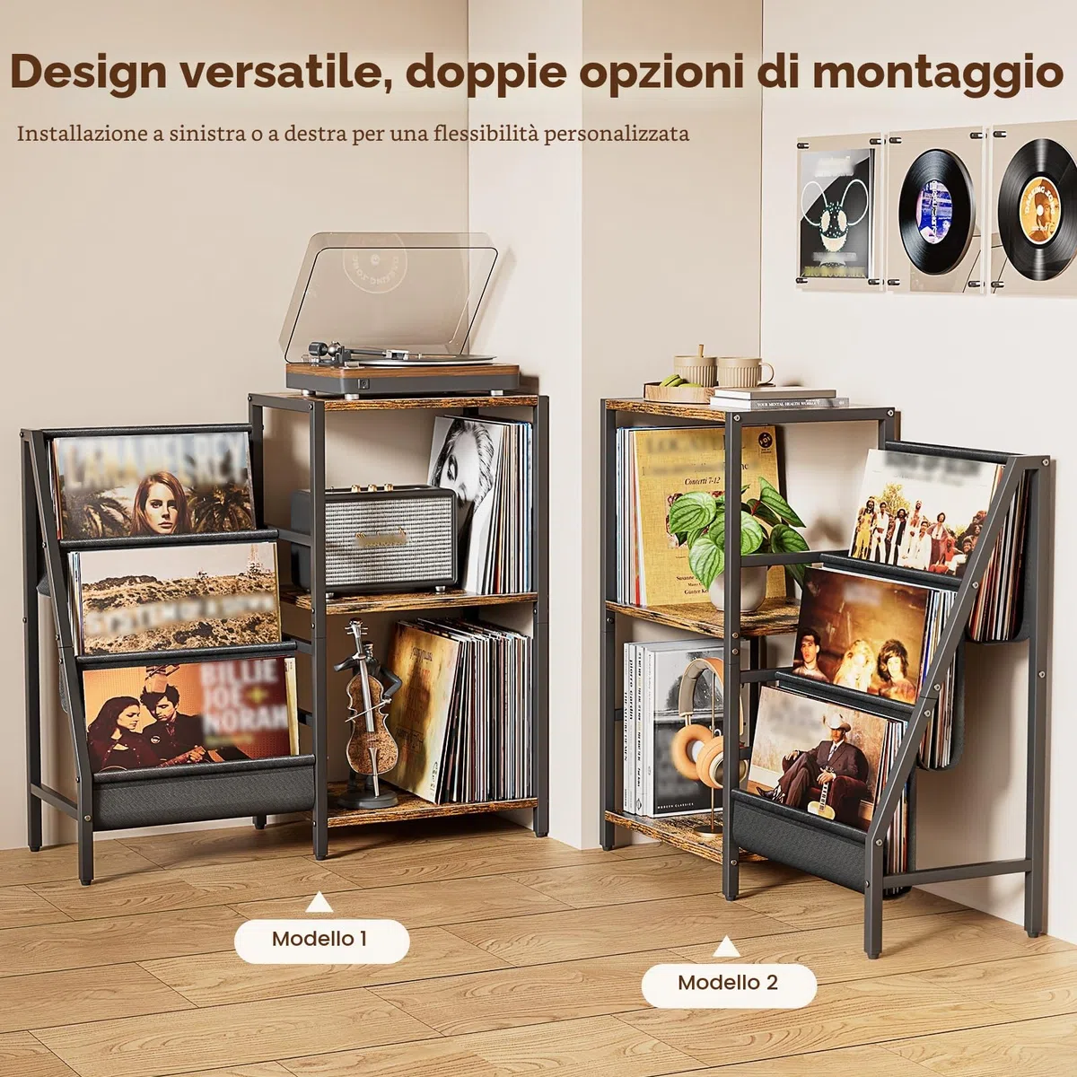 Bikoney Giradischi Vinili Stand Tavolino con Archiviazione Record in Vinile a 3 livelli, Espositore per Dischi in Vinile Fino a 200 album,Gabinetto del Supporto da Record in Vinile per Soggiorno