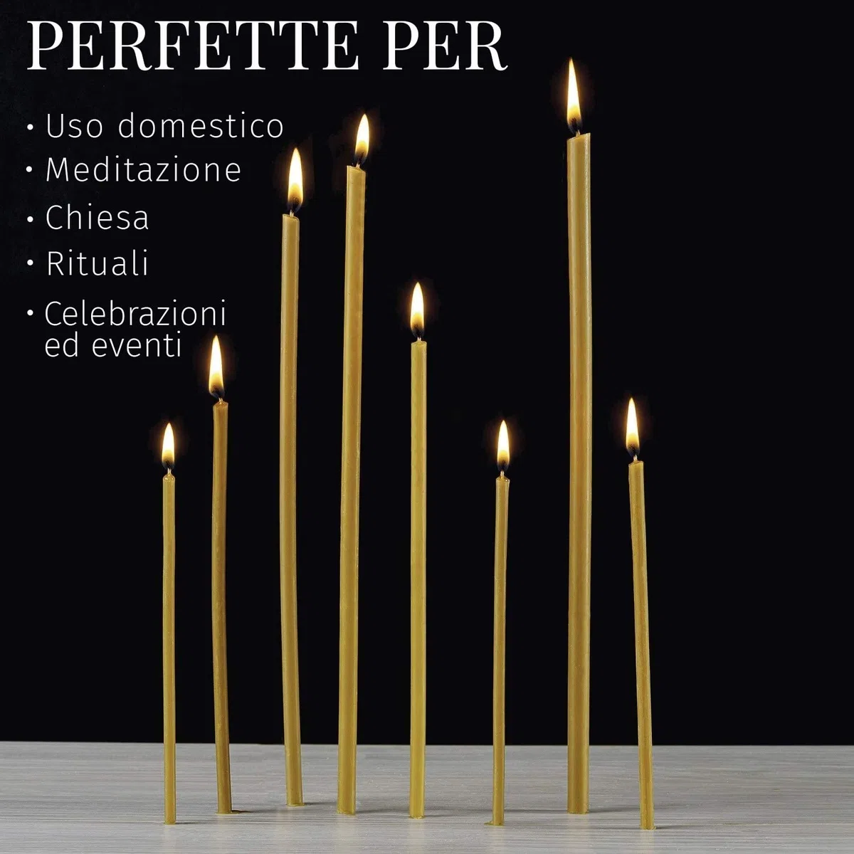 Danilovo Candele Profumate in Pura Cera d’Api – Candele Chiesa Ortodossa per Preghiere, Natale, Lunghe, Morbide, N40, Altezza 26,5 centimetri, 50 pz