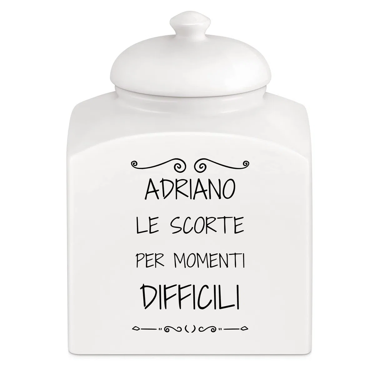 Maverton Barattolo in ceramica - stampa personalizzata - Contenitore per biscotti 3 L - organizer cucina ceramica - barattolo per merendine - pensiero originale per uomo - le scorte