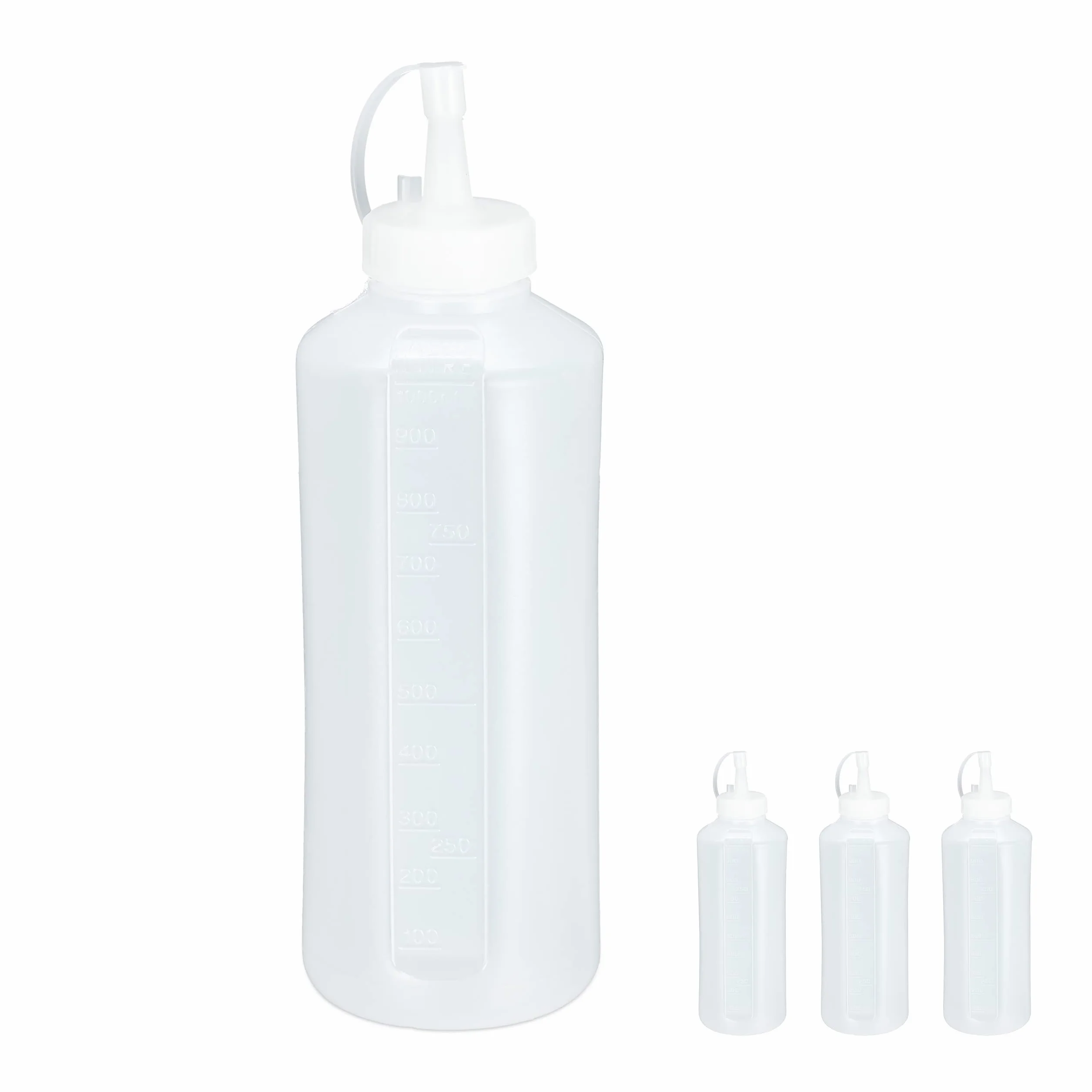 Relaxdays 8 flaconi da spremere da 1000 ml, per Salse, Bottiglia a spruzzo da riempire, spremere in plastica, Bottiglia di Salsa, Trasparente