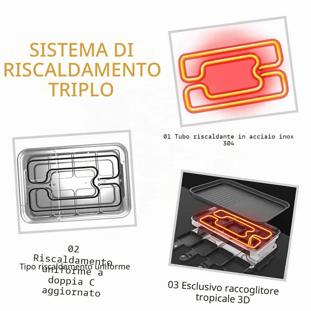 Raclette 8 Persone Piastra Raclette Grill in Alluminio, 8 Pentolini da Raclette, Calore Regolabile Continuo Termostato, 1500 Watt