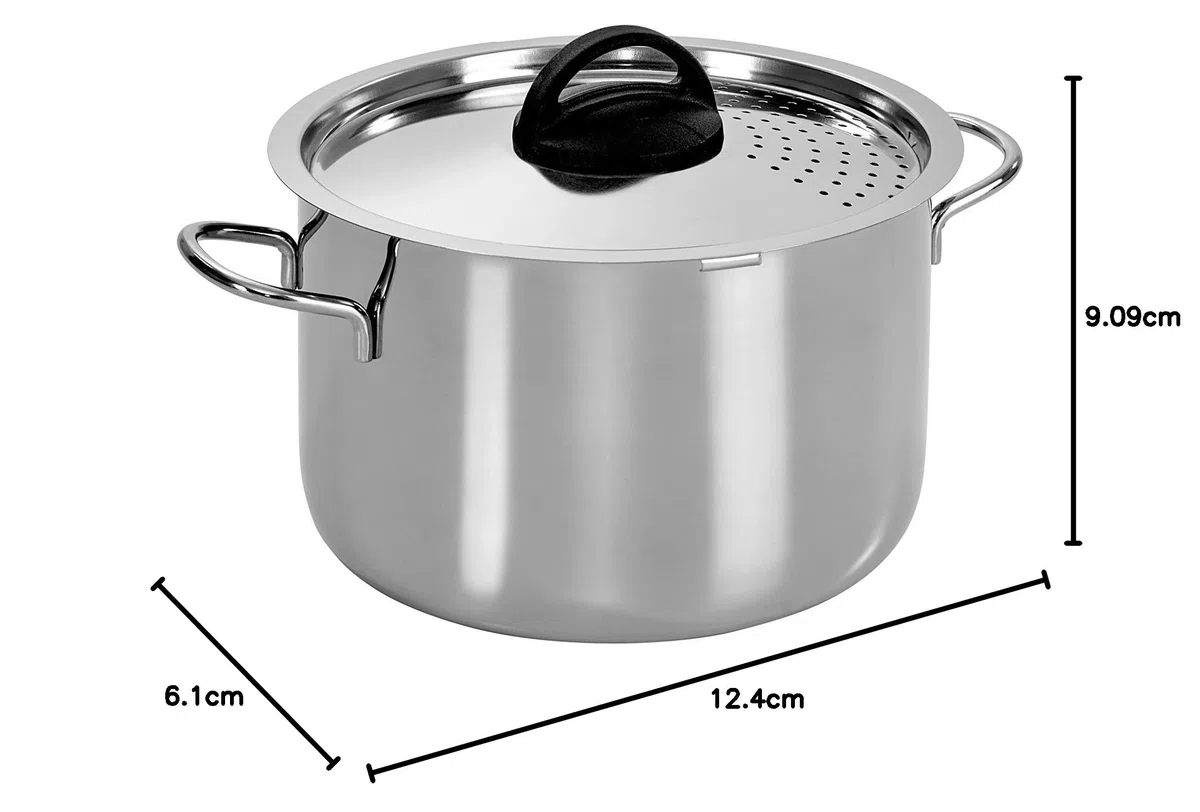 Scolaveloce ø22cm, Made in Italy, Acciaio Inox 18/10, Gas, 3 operazioni con una sola pentola (cuocere, scolare, condire), PFAS free