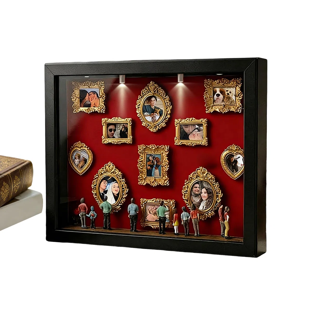 Generico Mini Museo Cornice Foto Personalizzata, Museo di Noi Scatola, Mini Cornice per Matrimonio, Regalo Donna Uomo Compleanno Anniversario Personalizzato, con Statuine,