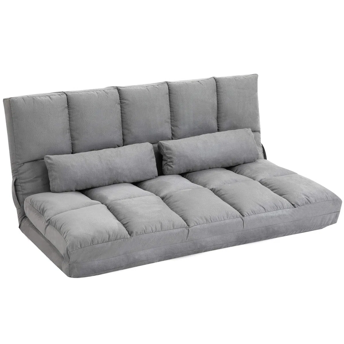 HOMCOM Divano Letto Moderno 2 in 1, Schienale Reclinabile su 7 Livelli e Cuscini, Divano per Soggiorno per TV, Giochi, Lettura, Yoga, Ufficio, 130x73x60 cm, Grigio Chiaro