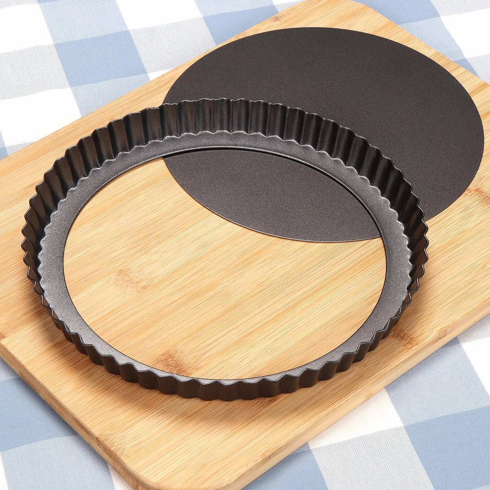 Teglia Rotonda,Stampo Furbo 28cm, Tortiera Crostata, Quiche Form, Fondo Amovibile, Padella Antiaderente