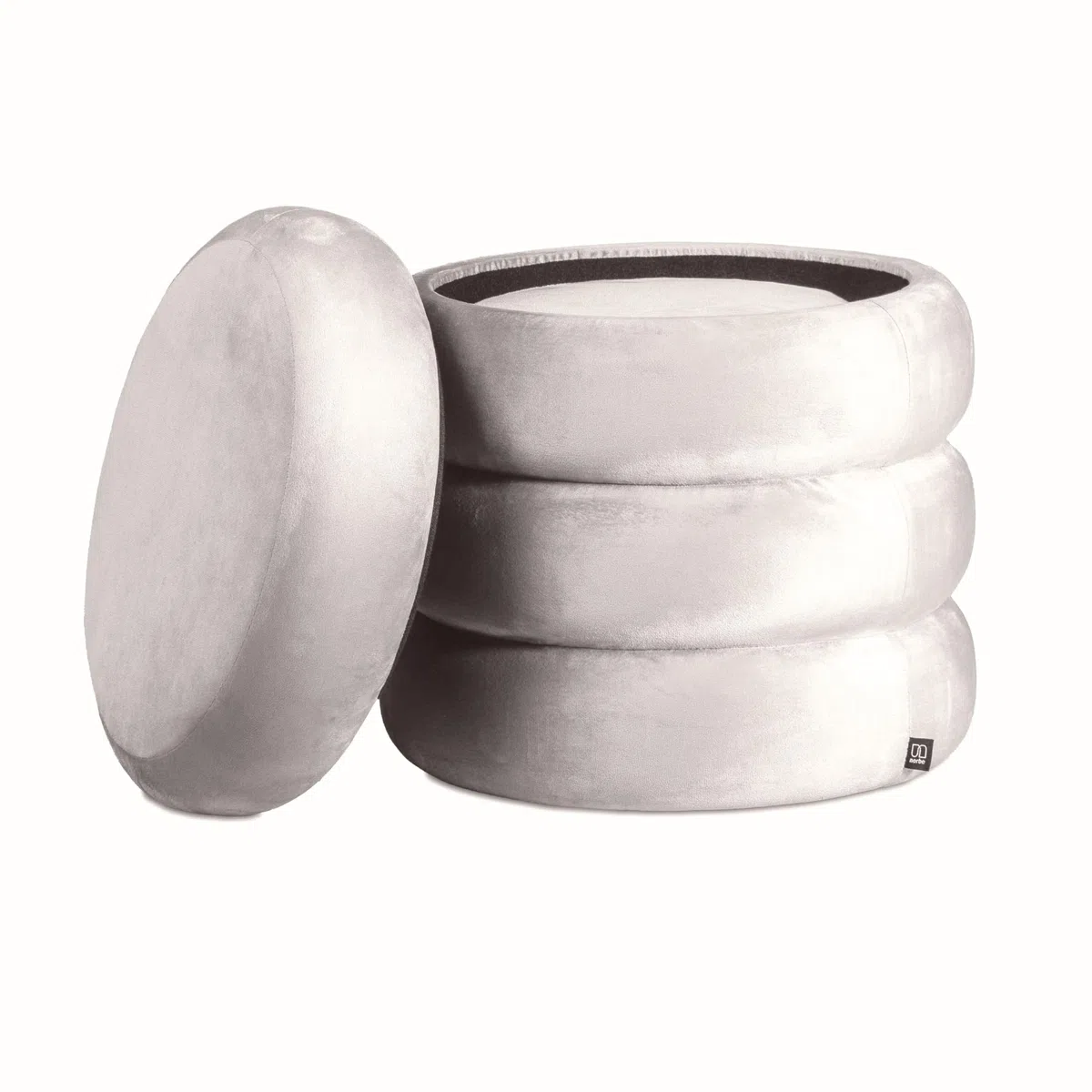 Norbe | Set di 2 Pouf | Contenitore in Velluto | Sgabello Marshmallow | Poggiapiedi imbottito Scrivania | Toeletta | Poltroncina Bimbi Da Camera e Salotto Comodino poltrona (Bianco Panna, Set 2 Pouf)