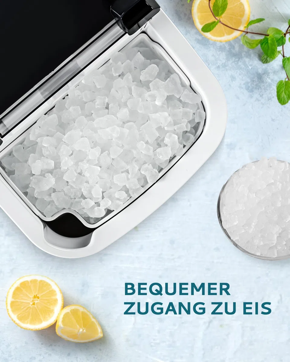 EUHOMY Macchina per cubetti di ghiaccio, 15 kg/24 h, produzione in 6 minuti, Crushed Ice Maker, Nuggets Ice, pulizia automatica, 120 W, macchina per cubetti di ghiaccio da tavolo, sensore a