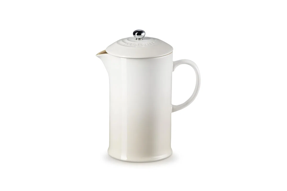 Le Creuset Coffee Press in gres vetrificato con Pressa in Acciaio Inox, 1 L, Meringue, 60706087160003