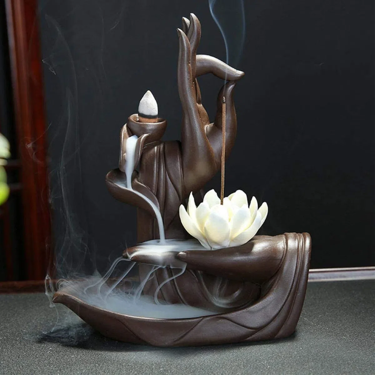 XUDREZ Bruciatore incenso di riflusso con 20pcs conos, Zen Loto Porta incenso per Bastoncini Domestico del Supporto del Ceramica, Accessori accoglienti per la casa