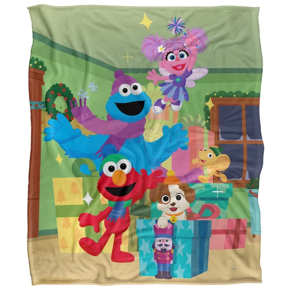 Sesame Street Furry Friends Forever Elmo Abby Cookie Monster, coperta per bambini setosa al tatto, 152 x 127 cm