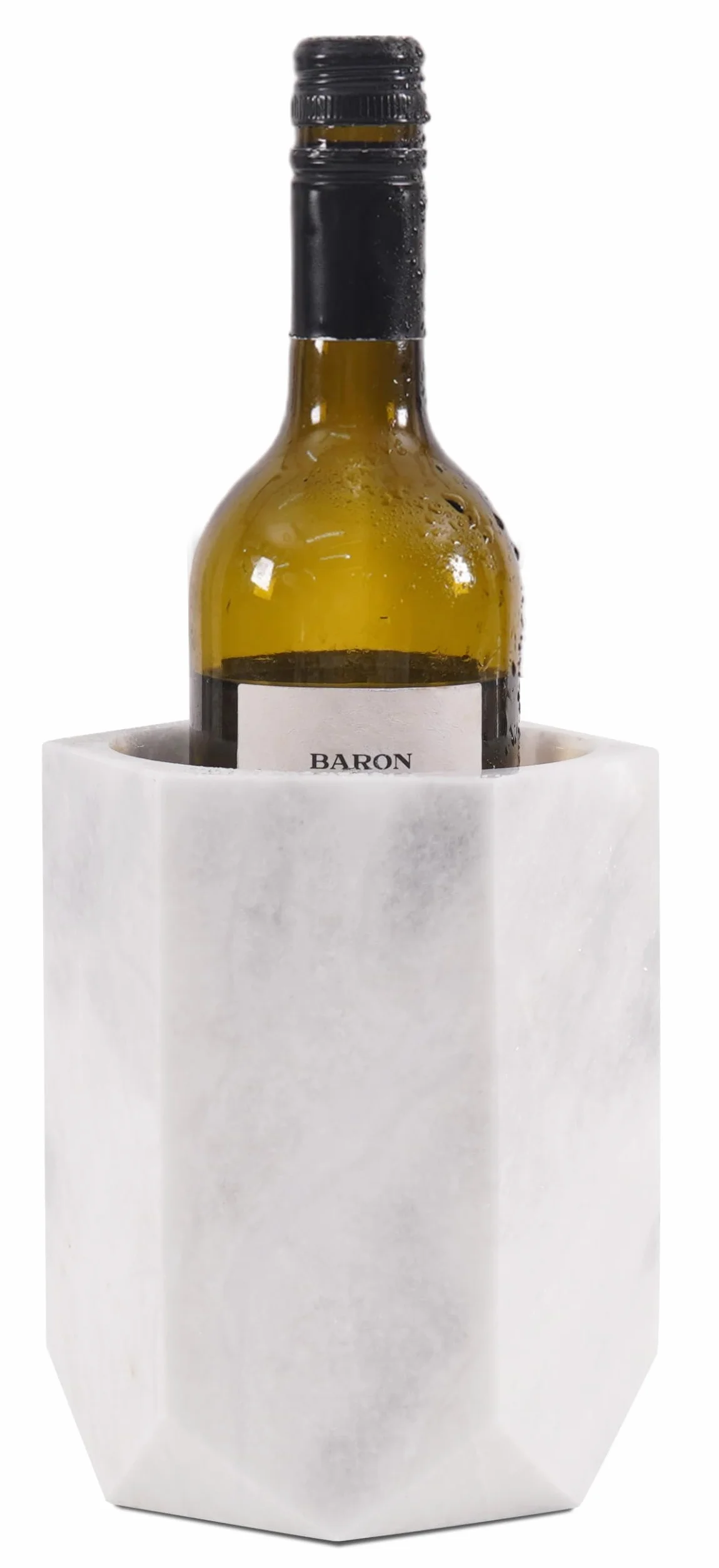 Radicaln Raffreddatore per vino in marmo bianco, 16,5 cm, fatto a mano, isolato, per champagne, portabottiglie e bevande per accessori da bar, portabottiglie per bar