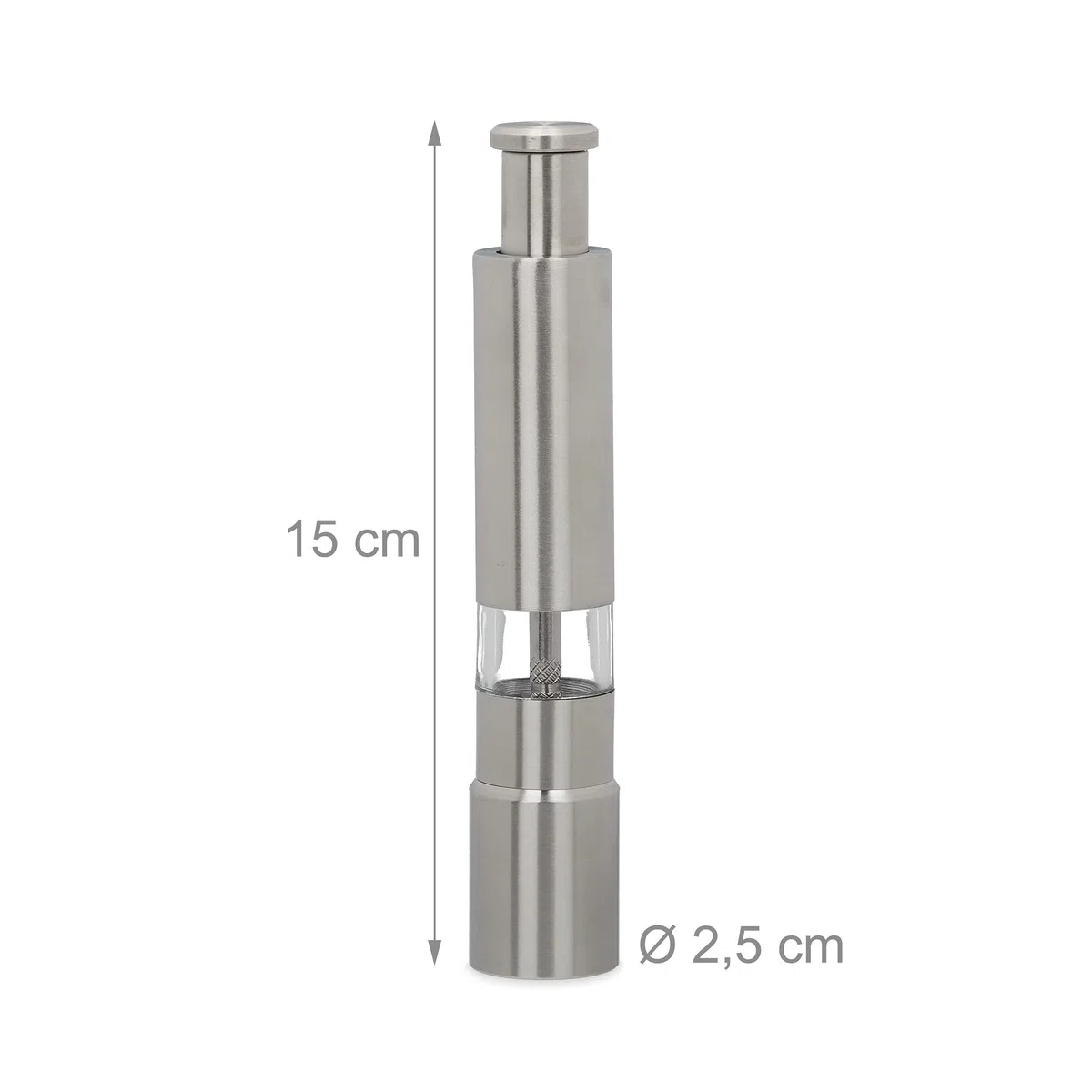 Relaxdays Set 2 macina pepe manuale acciaio inox maneggevole macinino per spezie da viaggio pressione pollice argento