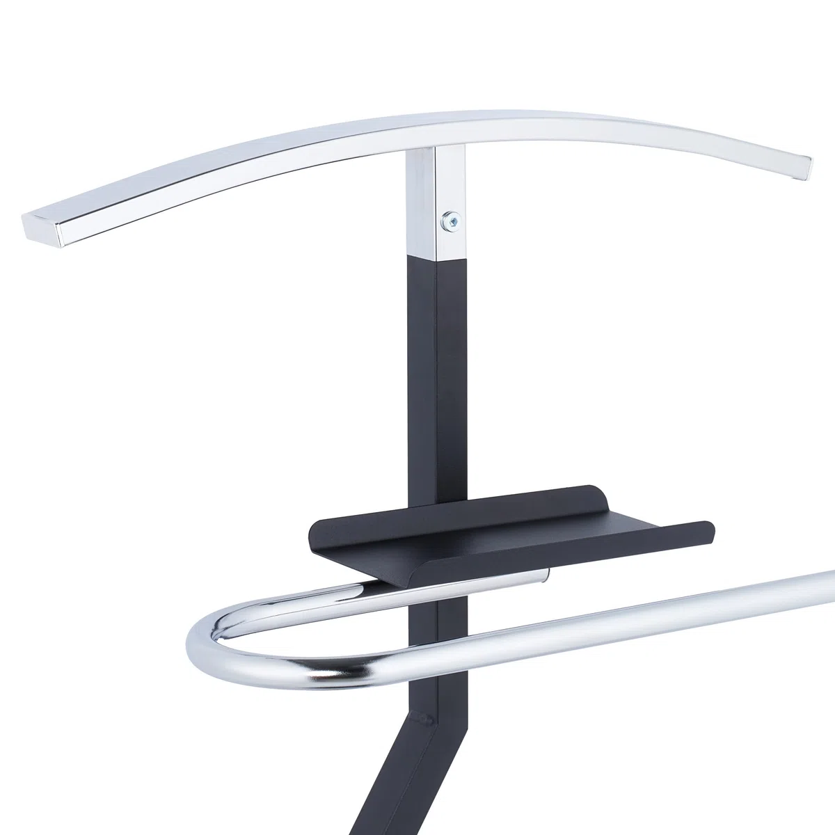 Relaxdays Servo Muto da Camera, Appendiabiti per Giacca e Pantalone, con Ripiano, 105x45,5x24 cm, Acciaio, Nero Argento